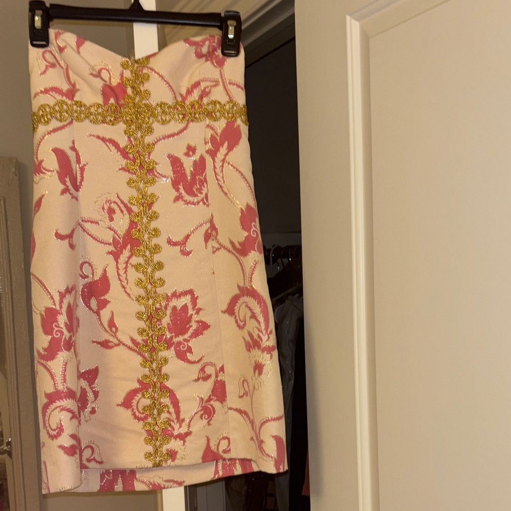 Elegant Pink and Gold Mini Dress by Tibi